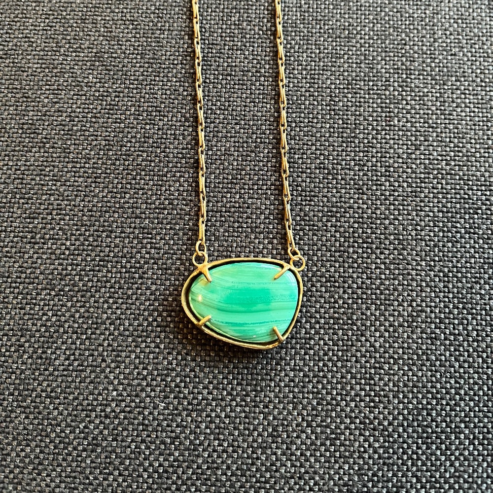 Emilie Shapiro Malachite Brass “Ripple” Necklace